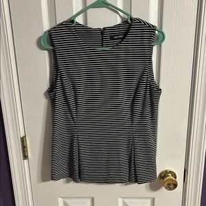 Nine West Black and White Fitted Blouse